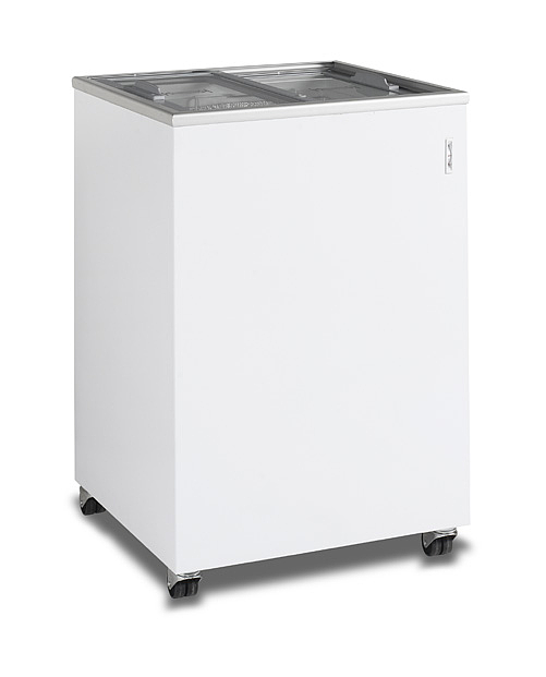 Conservateur Creme Glacee Vitre Coulissant Froid Statique -14/-23 Degivrage Manuel Serrure Panier En Option Isolation 60 Sur Roulettes 108 Litres