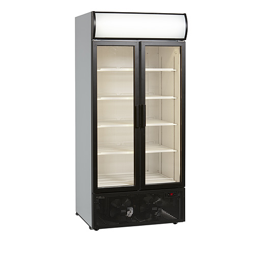 Armoire A Boissons Froid Ventile +2/+10 2 Portes Vitrees Battantes Avec Serrure Eclairage Led 5 Etageres Reglables Finition Blanc Exterieur Interieur R290 707L 