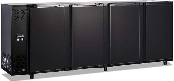 Arriere Bar Froid Ventile +1/+8 2Portes Pleines Skinplate Noir Bloc Technique Extractible A Gauche R290 6 Etageres Pieds Reglables 15Mm 488L