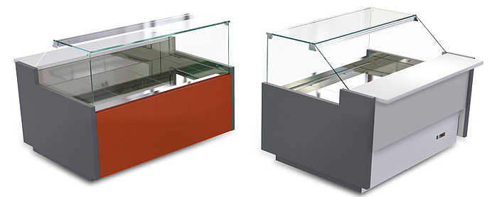 Vitrine Facade Basse Profondeur 1200 Sans Groupe Vitre Droite Et Inclinable Surface D'Exposition : 900  Temperature +0/+2°C Gaz R507A Puissance Absorbee : 1530W Avec Eclairage 