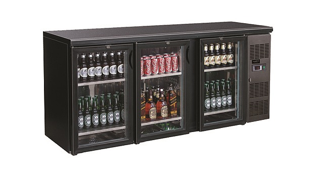 Arrière Bar Réfrigérée Noir 3 Portes En Verre