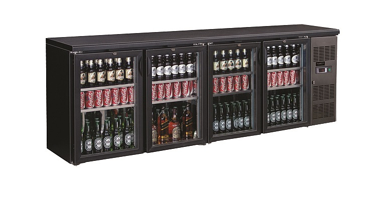 Arrière Bar Réfrigérée Noir 4 Portes En Verre  *Transport Dur Demande*