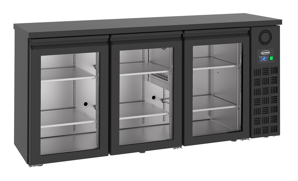 Arrière Bar Réfrigérée Noir 3 Portes En Verre