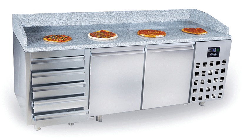 Table Prép Pour Pizza 2 Portes Et 5 Tiroirs