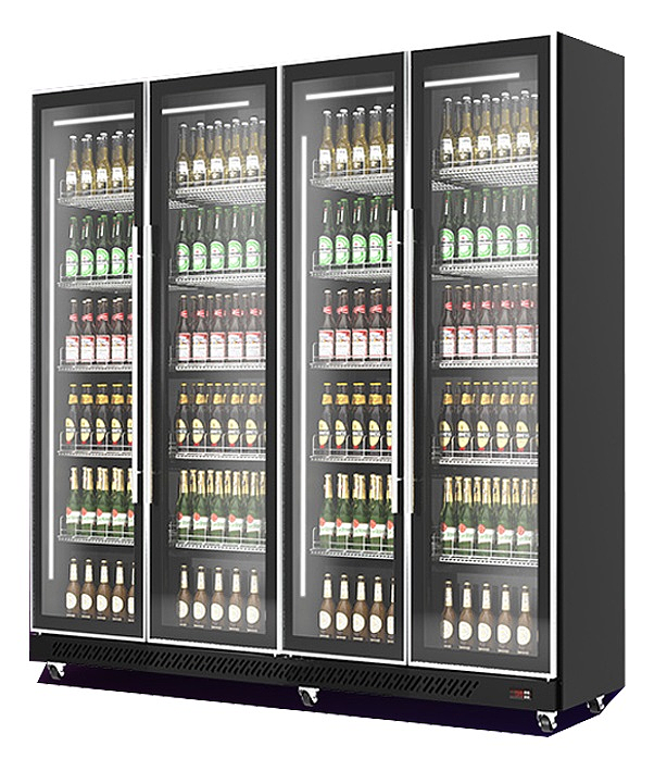 Réfrigérateur 4 Portes En Verre Noir  *Transport Sur Demande*