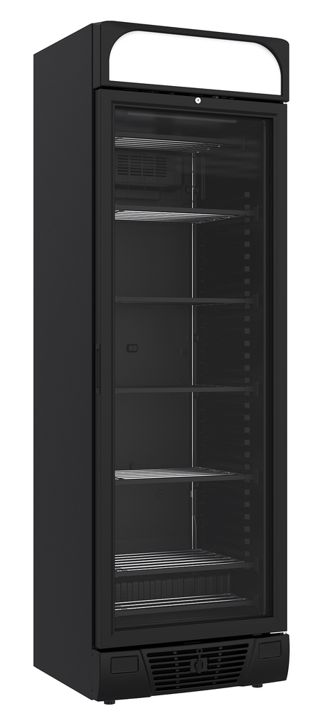 Congélateur 1 Porte En Verre Noir 382L