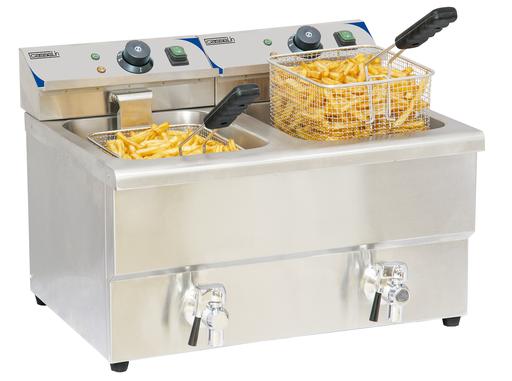 Friteuse électrique avec vanne de vidange 2 x 8 litres